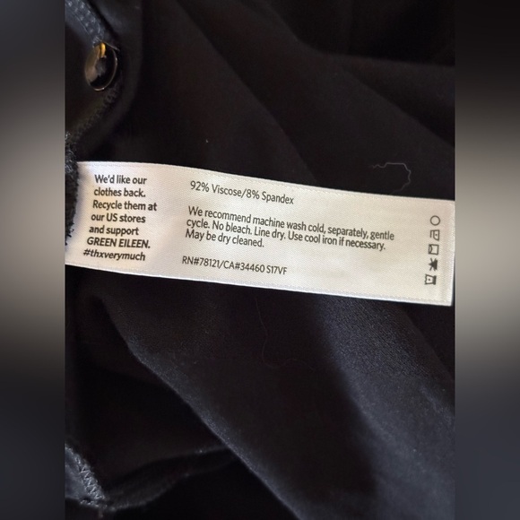 Eileen Fisher Black Mandarin Collar Viscose Knit Sweater Dress Cardigan Duster L - Picture 6 of 6